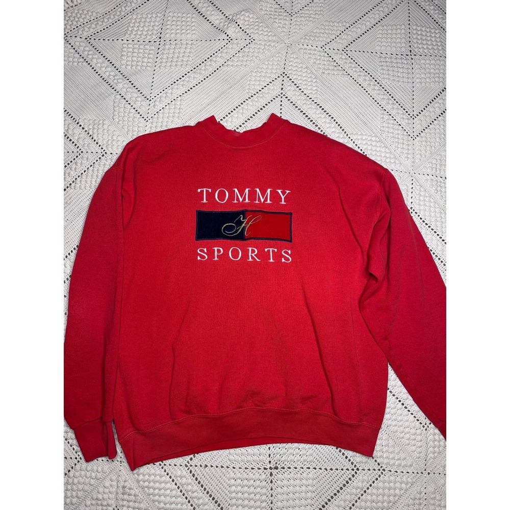 Vintage Tommy Sports Red Crewneck Sweatshirt XL Fruit of the Loom Tag Graphic